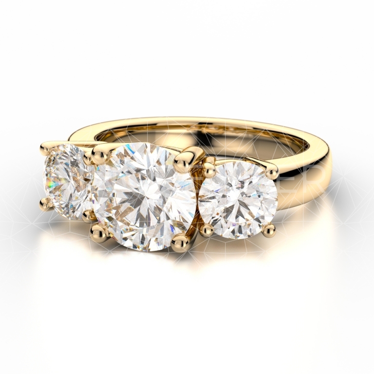 Three Round Diamond Ring - www.ringrender.com